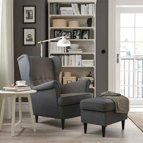 IKEA STRANDMON Wing Chair Nordvalla Dark Grey Sofa Armchairs Urban Sales